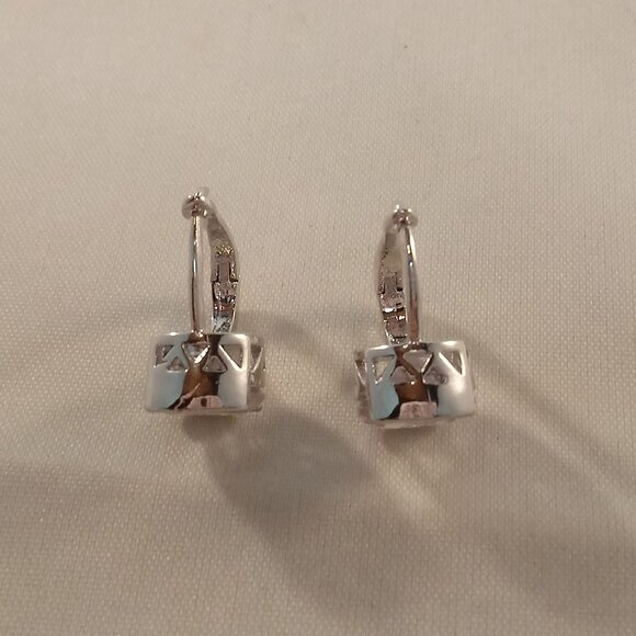 18K White Gold Filled Simple White Diamond Zircon Hoop Earrings Gorgeous Gift - Picture 7 of 8